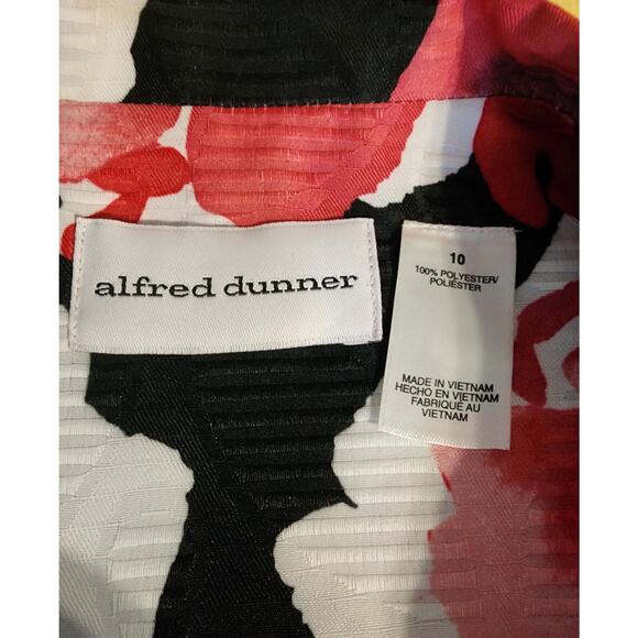 Alfred Dunner Women's Lightweight Floral Jacket Size 10 White Black Pink Pockets - Picture 3 of 4